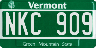 VT license plate NKC909