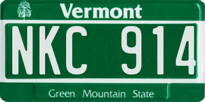 VT license plate NKC914