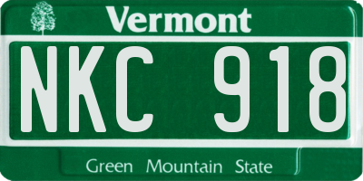 VT license plate NKC918