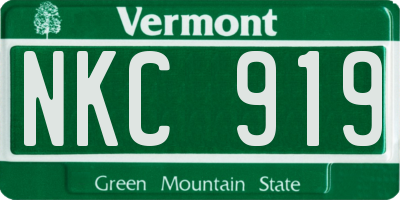 VT license plate NKC919