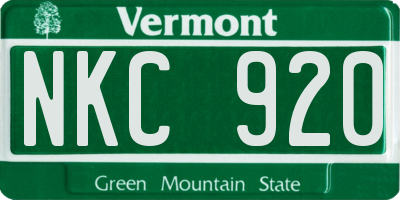 VT license plate NKC920