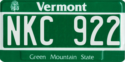 VT license plate NKC922