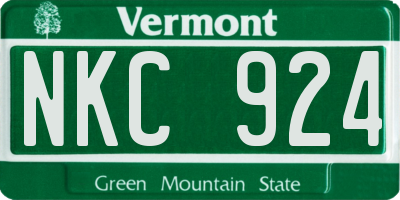 VT license plate NKC924