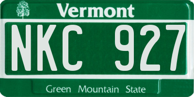 VT license plate NKC927