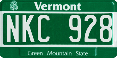 VT license plate NKC928