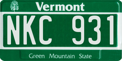 VT license plate NKC931