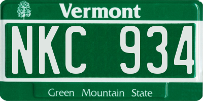 VT license plate NKC934