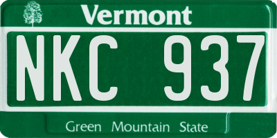 VT license plate NKC937