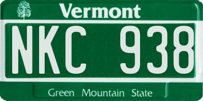 VT license plate NKC938