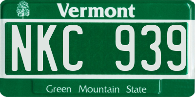 VT license plate NKC939