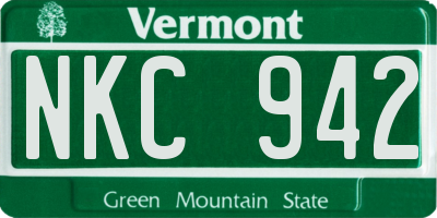 VT license plate NKC942