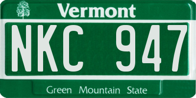 VT license plate NKC947