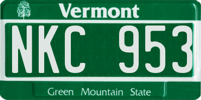 VT license plate NKC953