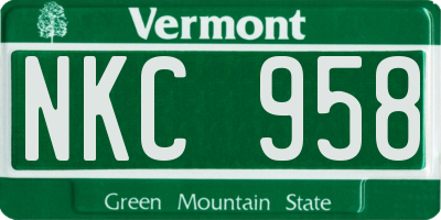 VT license plate NKC958