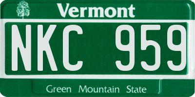 VT license plate NKC959