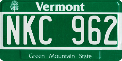 VT license plate NKC962