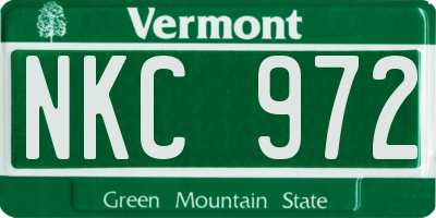 VT license plate NKC972