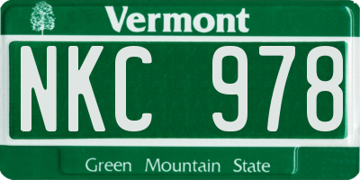 VT license plate NKC978