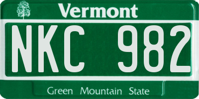 VT license plate NKC982