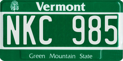 VT license plate NKC985