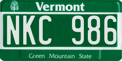 VT license plate NKC986