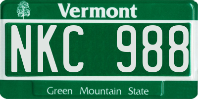 VT license plate NKC988