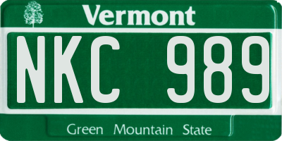 VT license plate NKC989