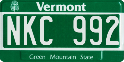 VT license plate NKC992