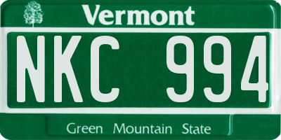 VT license plate NKC994