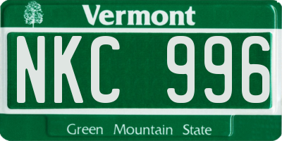 VT license plate NKC996