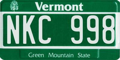 VT license plate NKC998