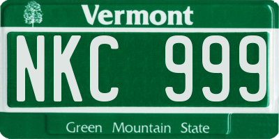 VT license plate NKC999