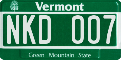 VT license plate NKD007