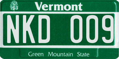 VT license plate NKD009