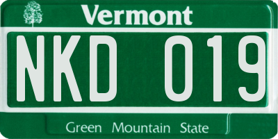 VT license plate NKD019