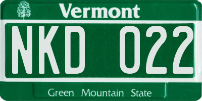 VT license plate NKD022