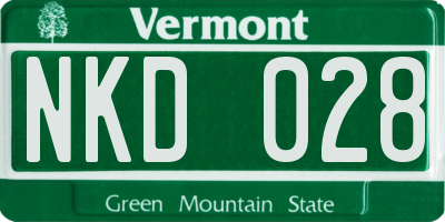 VT license plate NKD028