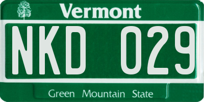 VT license plate NKD029