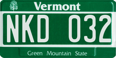 VT license plate NKD032