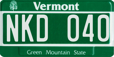 VT license plate NKD040