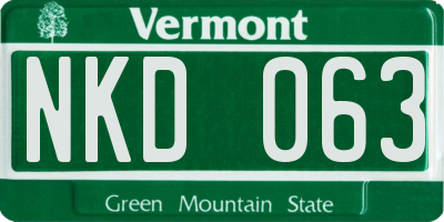 VT license plate NKD063