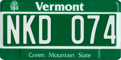 VT license plate NKD074