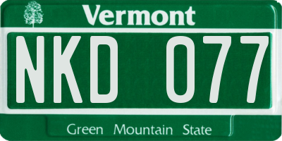 VT license plate NKD077