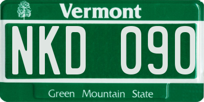 VT license plate NKD090