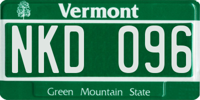 VT license plate NKD096