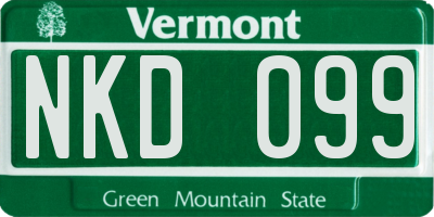 VT license plate NKD099