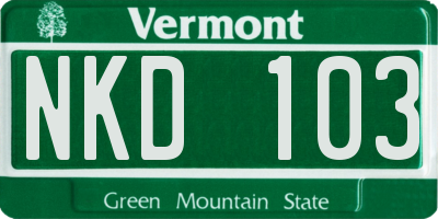 VT license plate NKD103