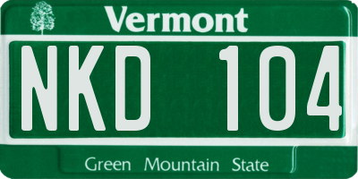 VT license plate NKD104