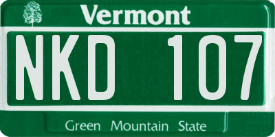 VT license plate NKD107
