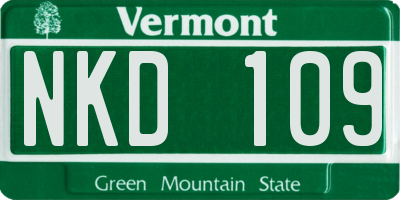 VT license plate NKD109